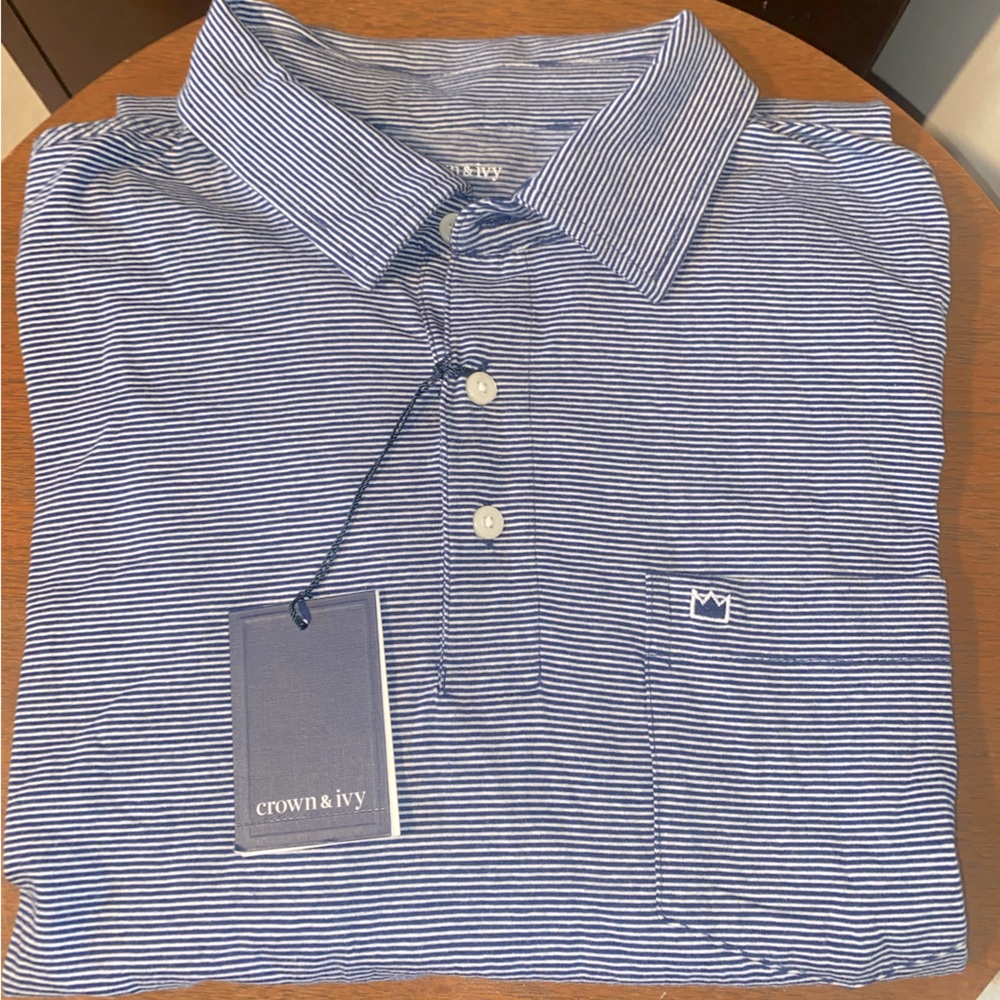 Crown & Ivy Men’s Stripes Performance Polo